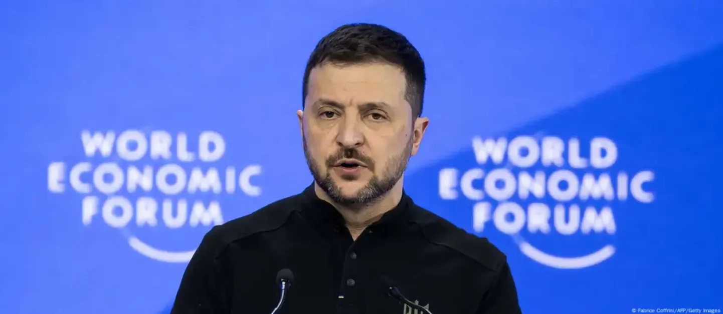 Владимир Зеленский во время выступления в Давосе