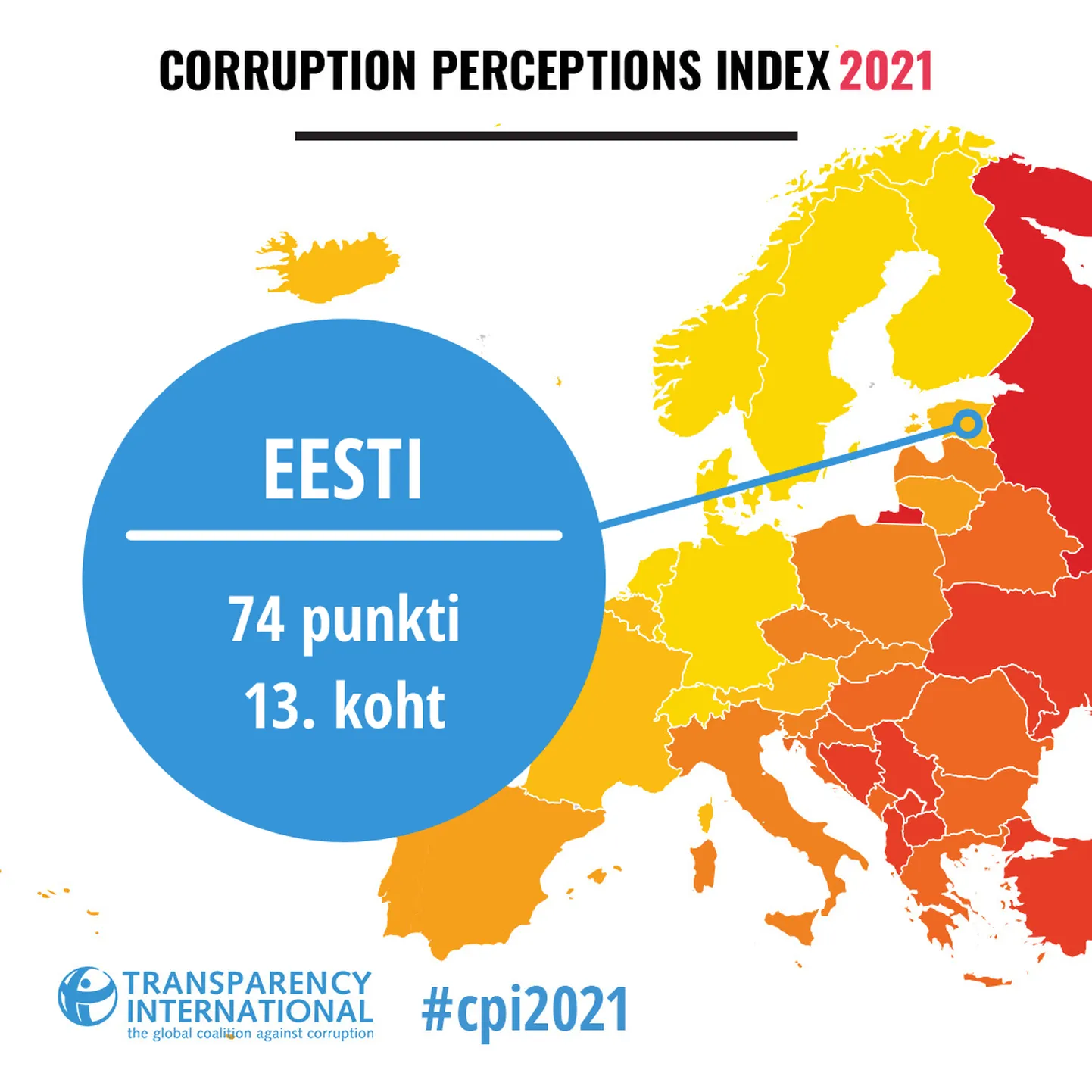 В Индексе восприятия коррупции Эстония потеряла один пункт.