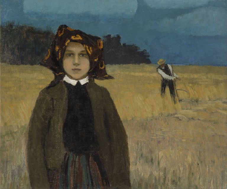 Näitust reklaamiv töö Johans Valtersilt. "Talutüdruk" (1904). Õli, lõuend. Läti Rahvuslik Kunstimuuseum