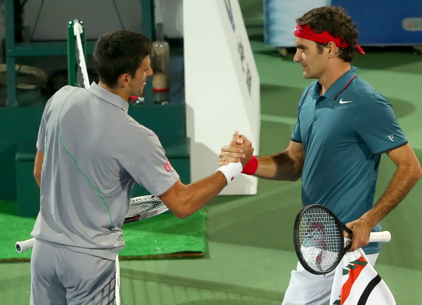 Novak Djokovic (vasakul) ja Roger Federer.