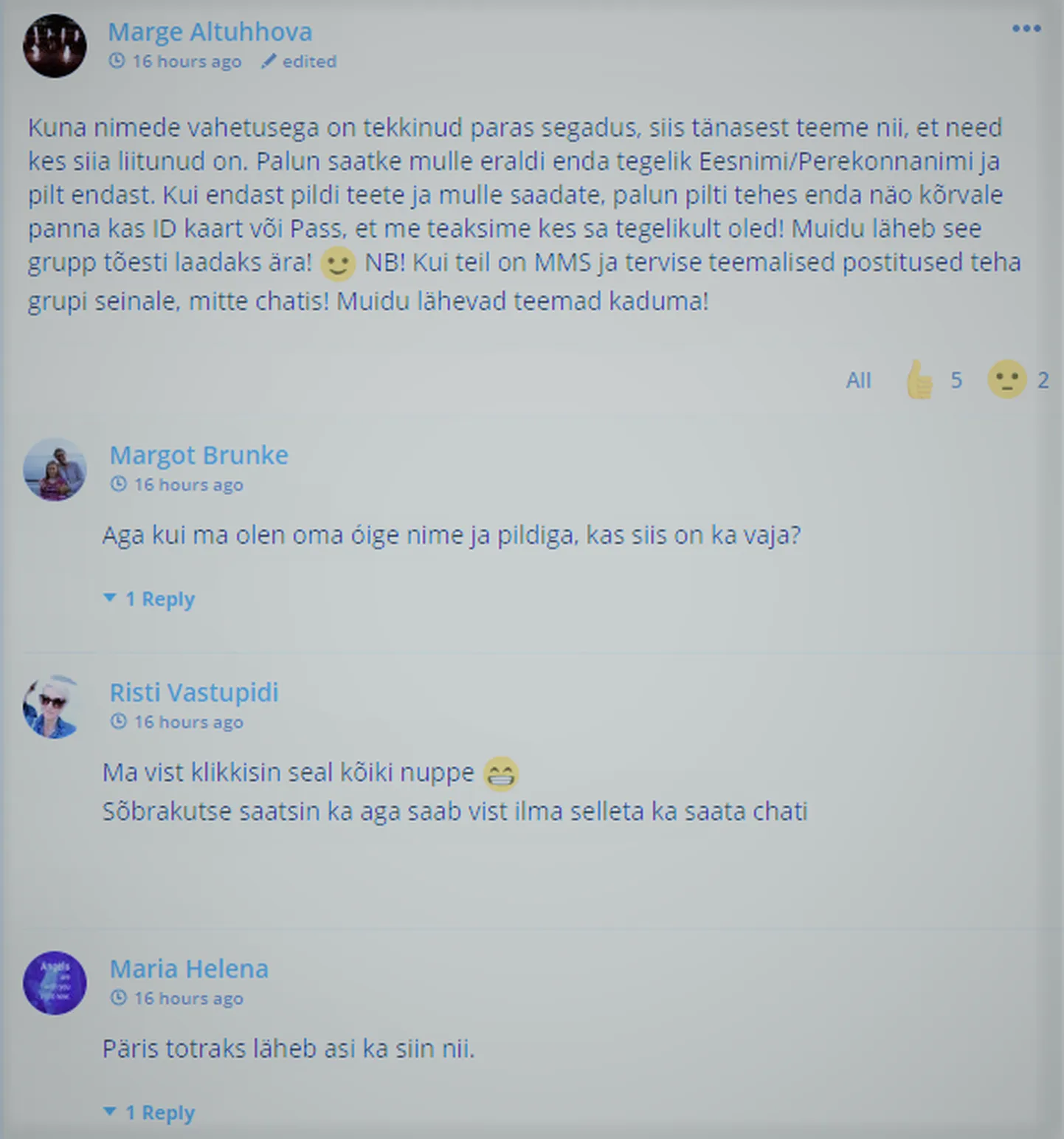 Liikmetel palutakse esitada tõendiks isikutunnistus.
