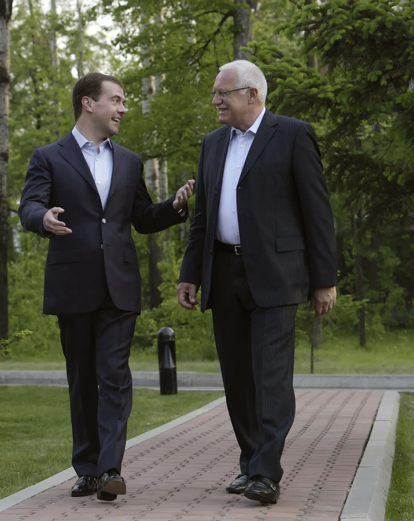 Vene president Dmitri Medvedev ja tema Tšehhi kolleeg Habarovski tippkohtumisel jutlemas.