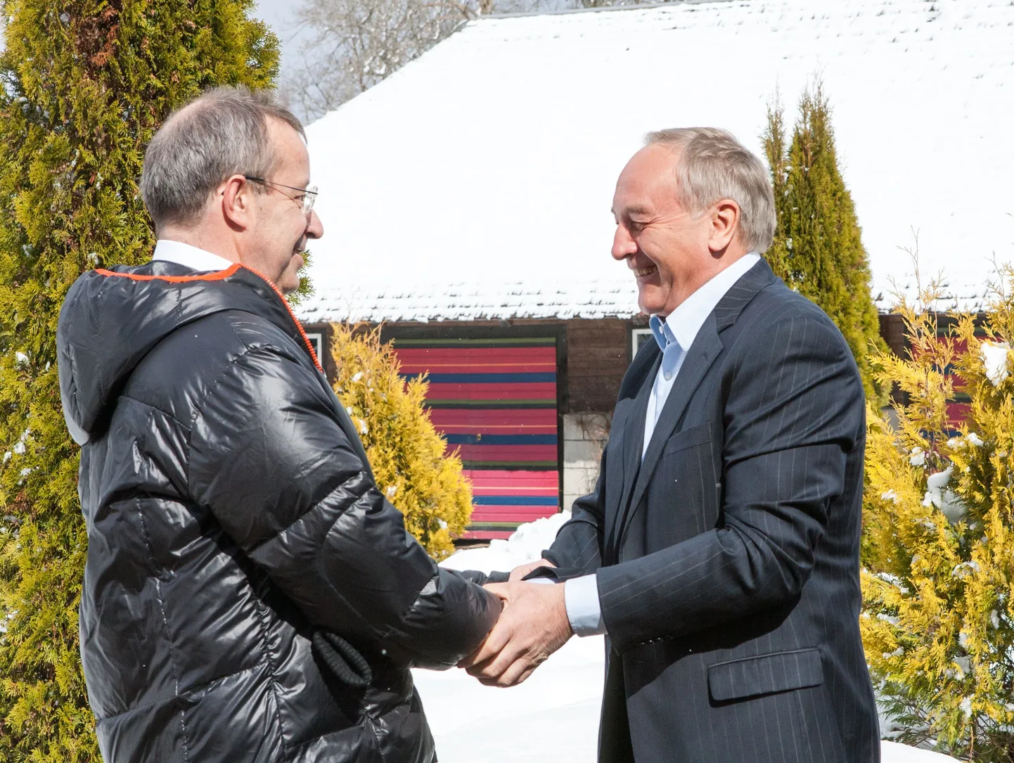 Eesti ja Läti presidendid Toomas Hendrik Ilves ja Andris Bērziņš täna Ärma talus.
