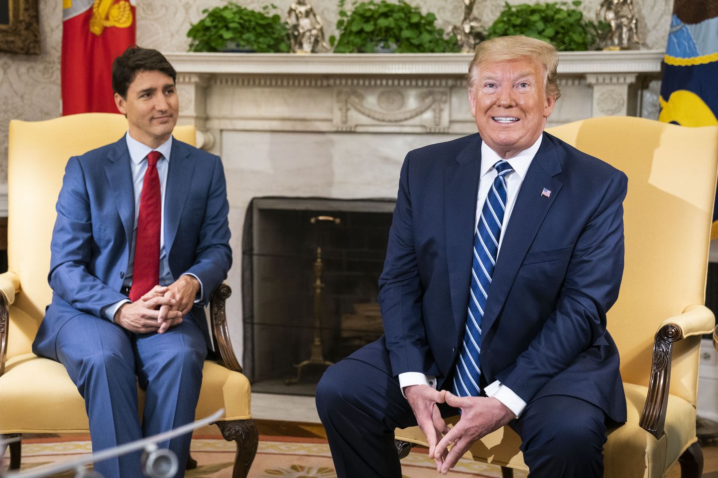 USA president Donald Trump (paremal) ja Kanada peaminister Justin Trudeau neljapäeval Valges Majas.