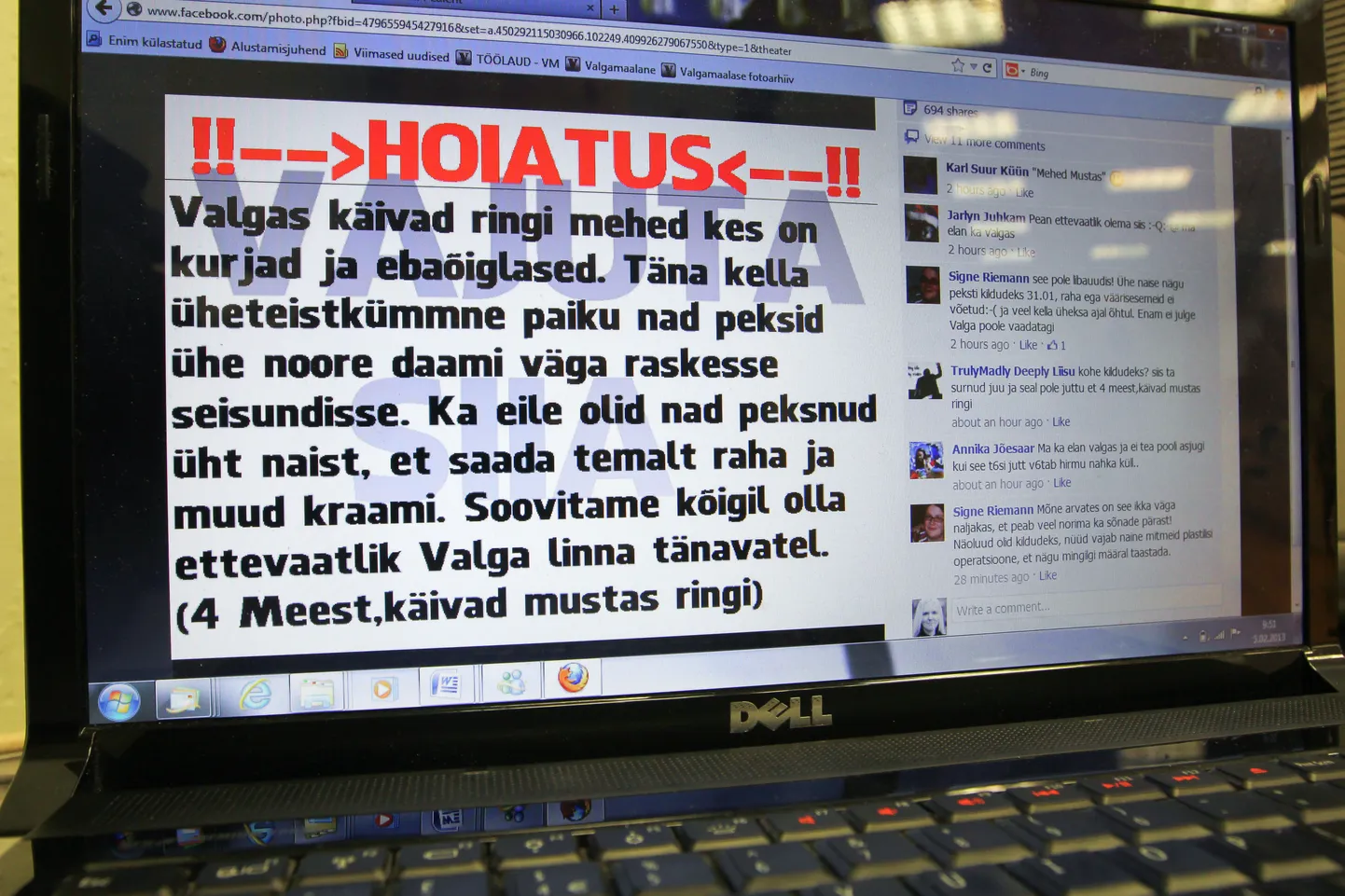 Pool maakonna kuritegudest pandi toime Valgas.