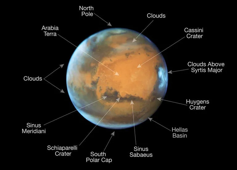 Mars ja tema piirkonnad. Foto: NASA