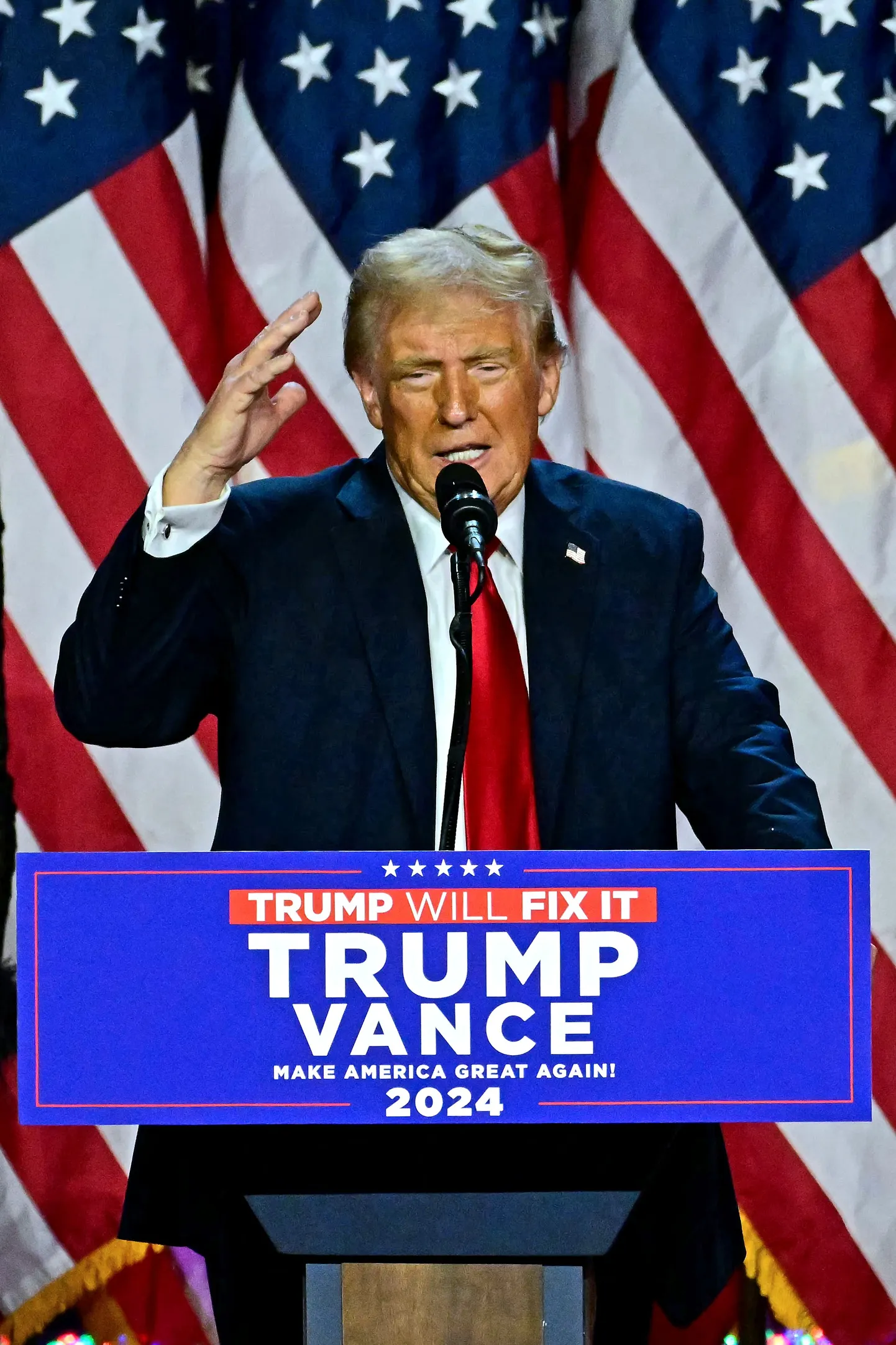 USA vabariiklaste presidendikandidaat Donald Trump teatas 6. novembril 2024 Floridas Palm Beachil, et ta võitis presidendivalimised.
