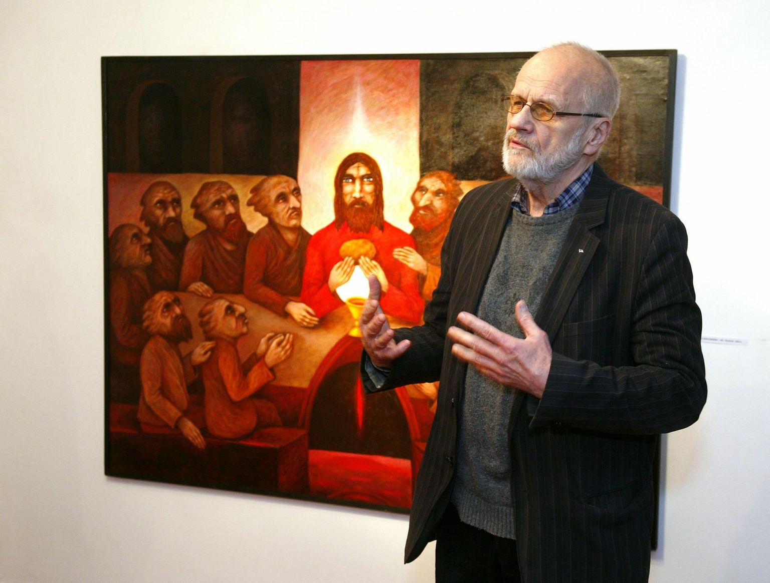 Jüri Arrak ja tema teos «Viimne õhtusöök» (2011).