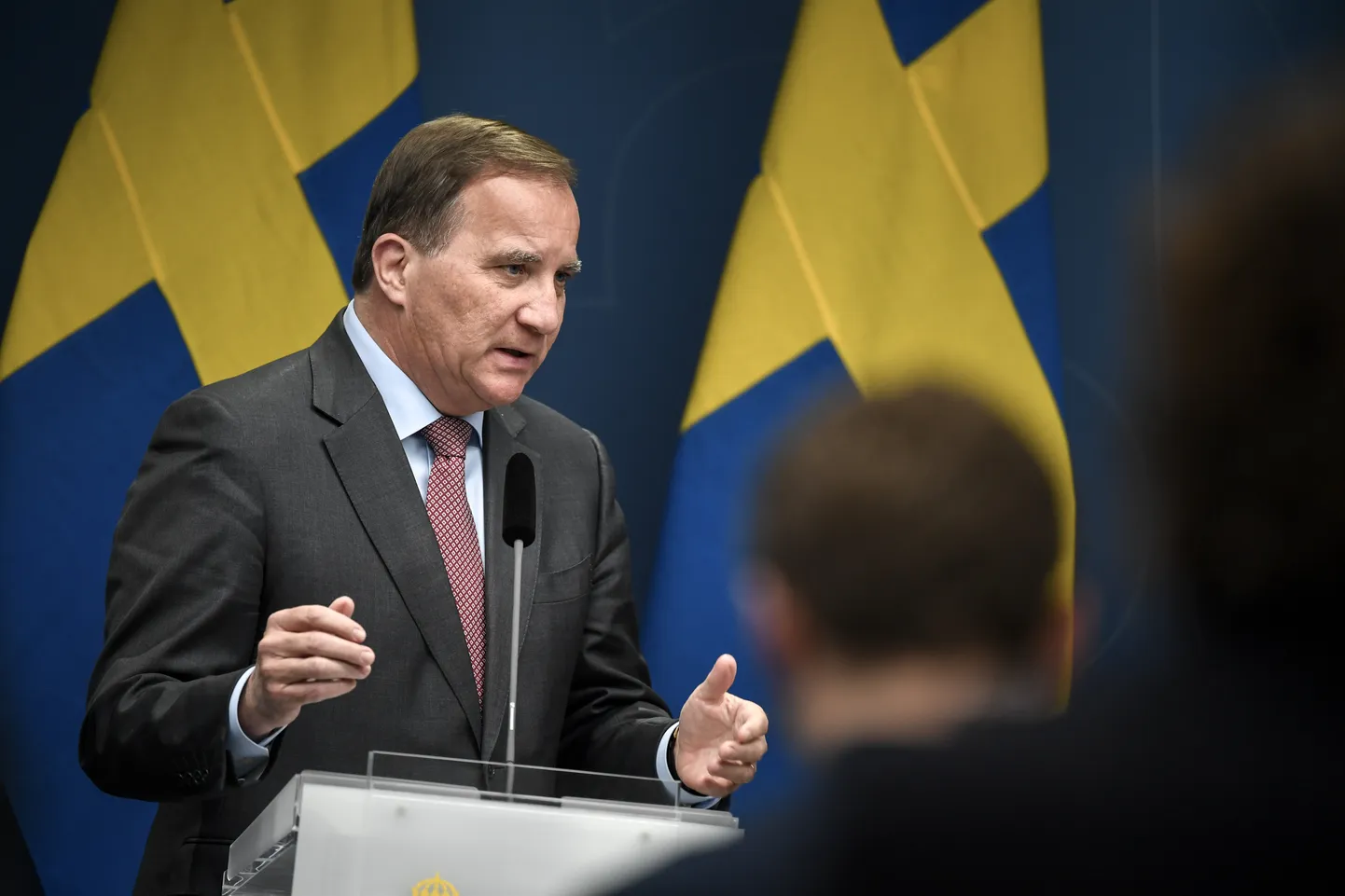 Rootsi peaminister Stefan Löfven 13. mail Stockholmis pressikonverentsil.