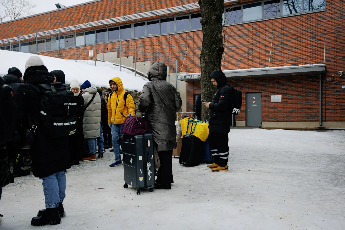 Очередь перед погранпереходом в Нарве, декабрь 2024 года.