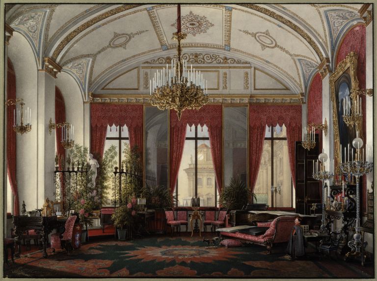 19. sajandi joonistus Talvepalee interjöörist
