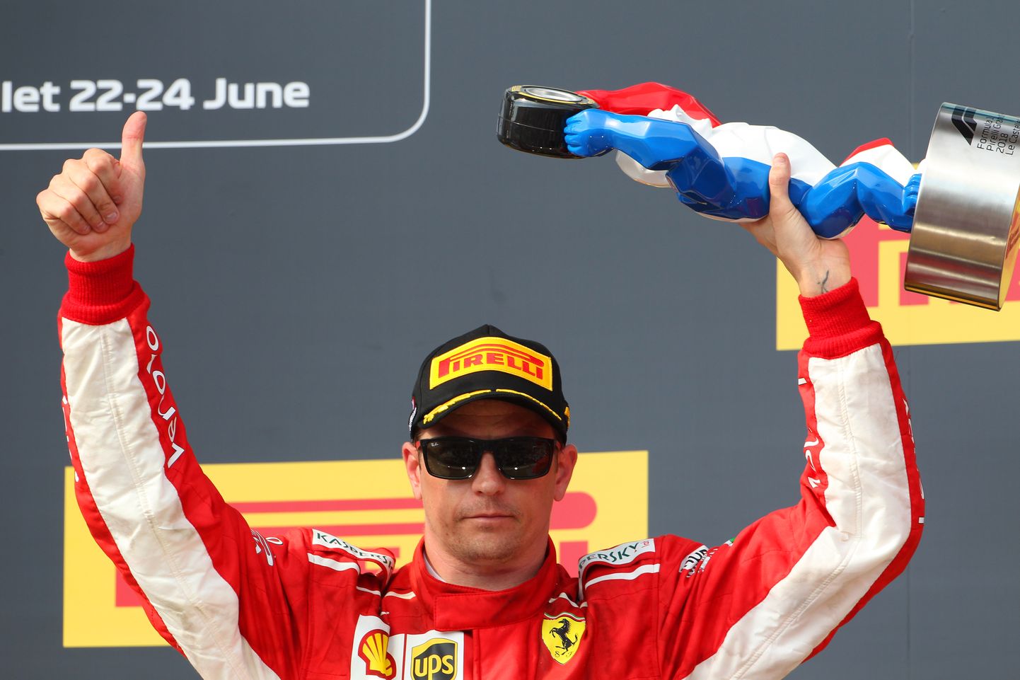 Kimi Räikkönen Prantsusmaa etapil kolmanda koha auhinnaga.