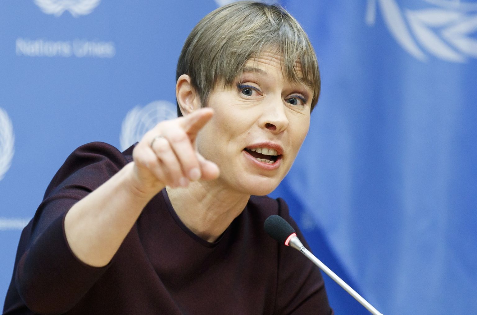 President Kersti Kaljulaid eile New Yorgis ÜRO naistefoorumi pressikonverentsil.