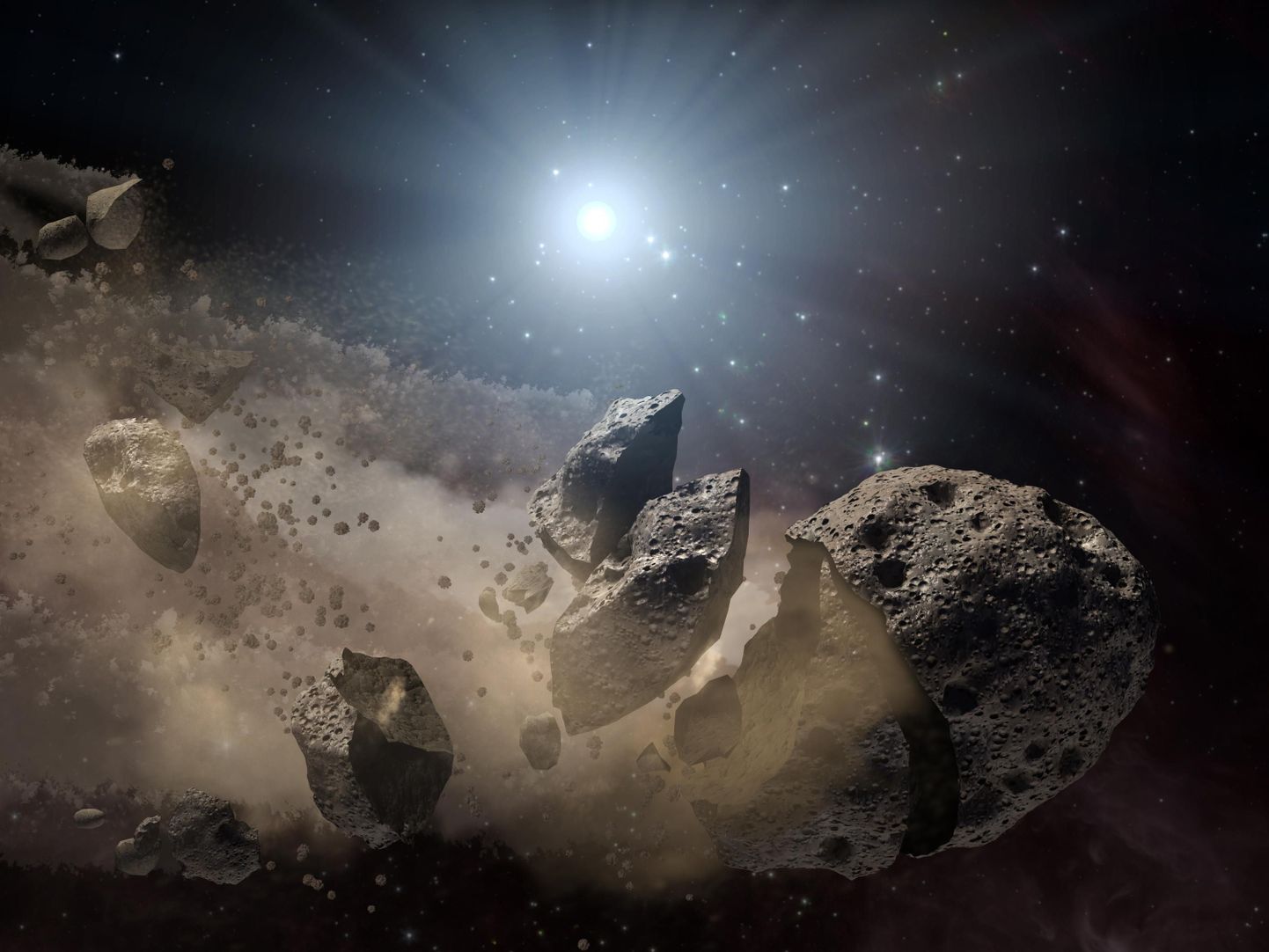 NASA kunstniku joonis asteroidide jäänustest