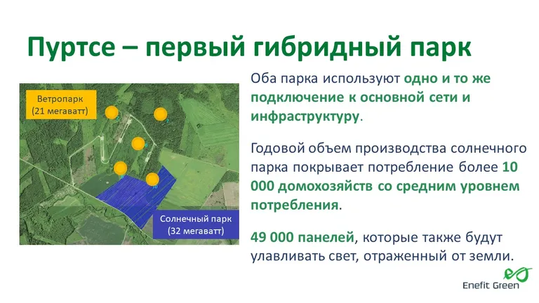 Enefit Green построит первый в Эстонии гибридный ветро-солнечный парк.