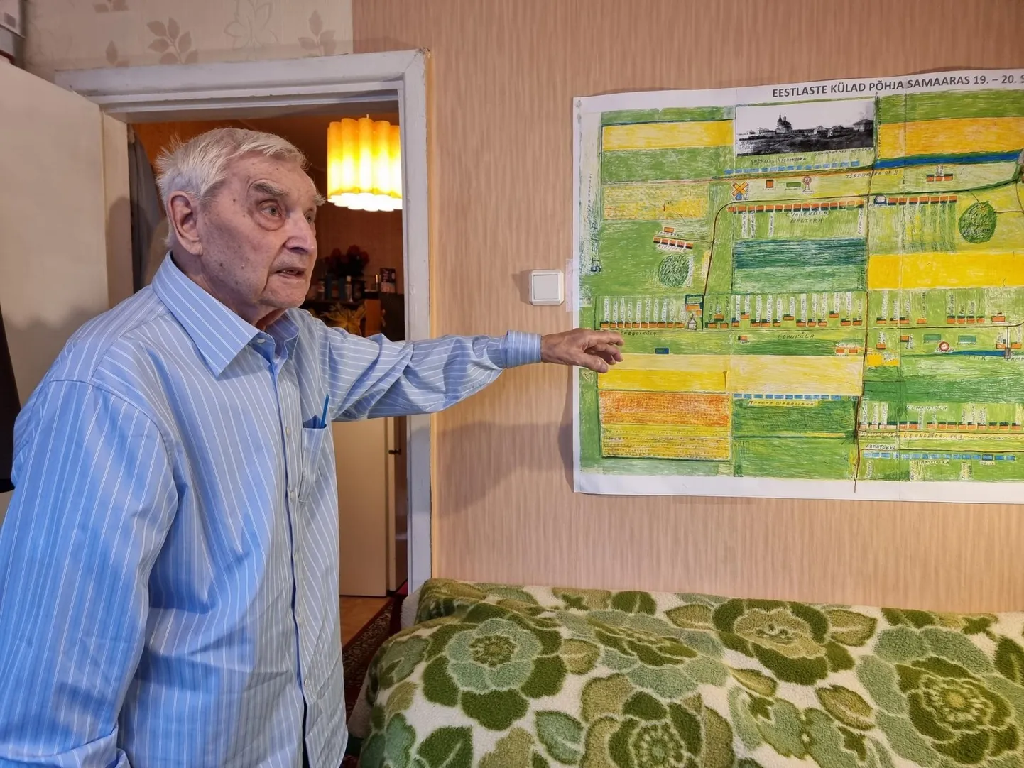 Mõnda aega Põhja-Samaaras elanud Georg Hellat on joonistanud sealsete eestlaste külade kaardi.