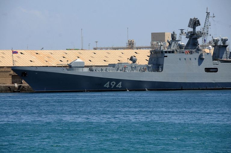Vene mereväe fregatt Admiral Grigorovitš 1. märtsil 2021 Sudaanis Port Sudani sadamas.
