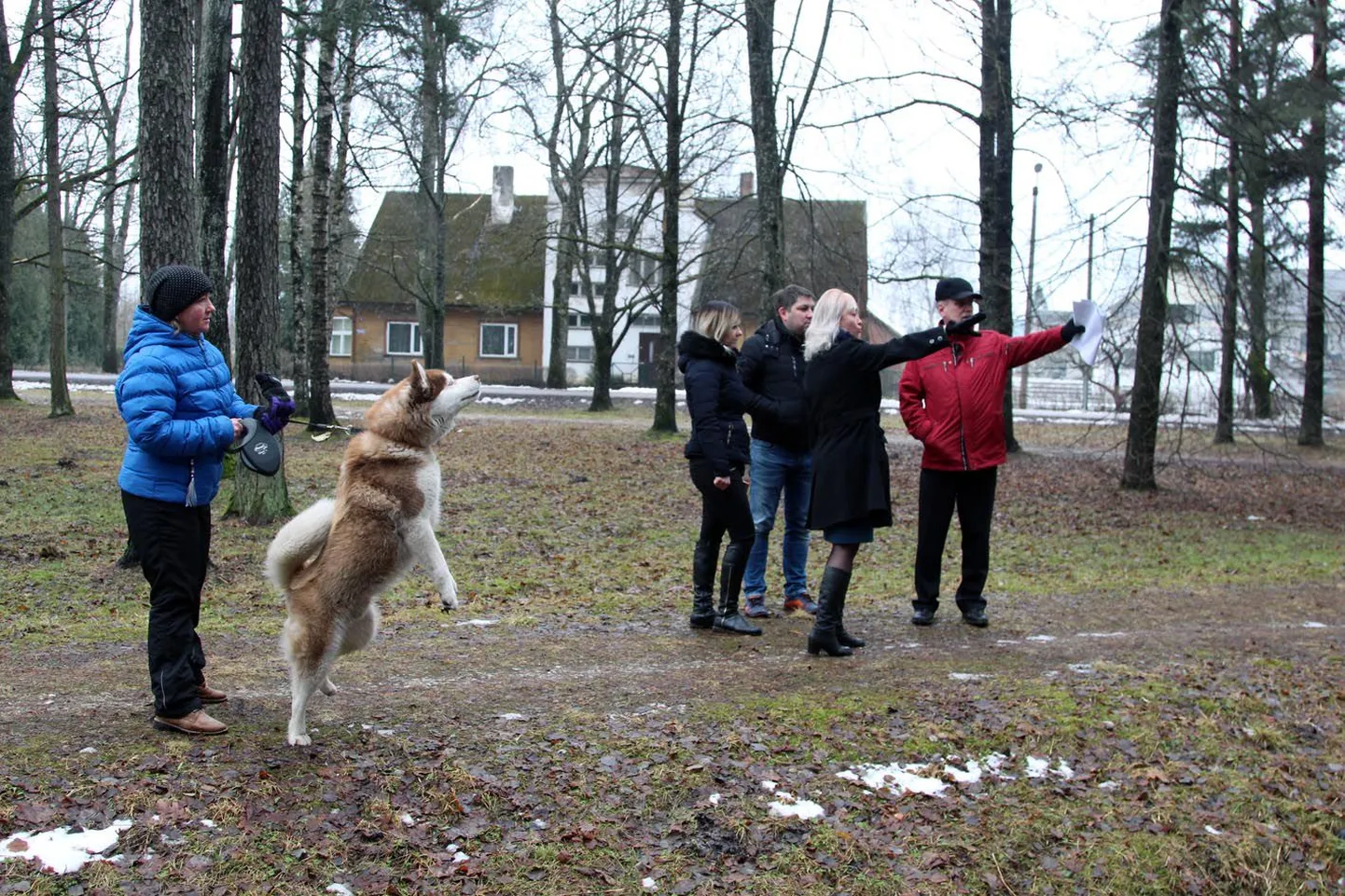 Türi valla koeraomanikud kutsusid valla majandusosakonna juhataja Urmas Kupu (paremal) kokkusaamisele, et arutleda kavandatava koerte treening- ja mänguväljaku asukoha üle Tolli metsa virgestusalal.