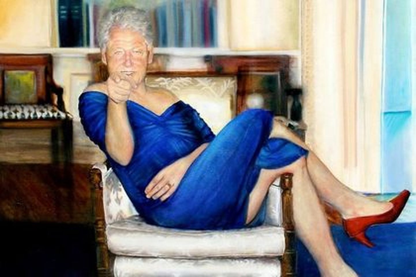 Портрет Билла Клинтона в синем платье