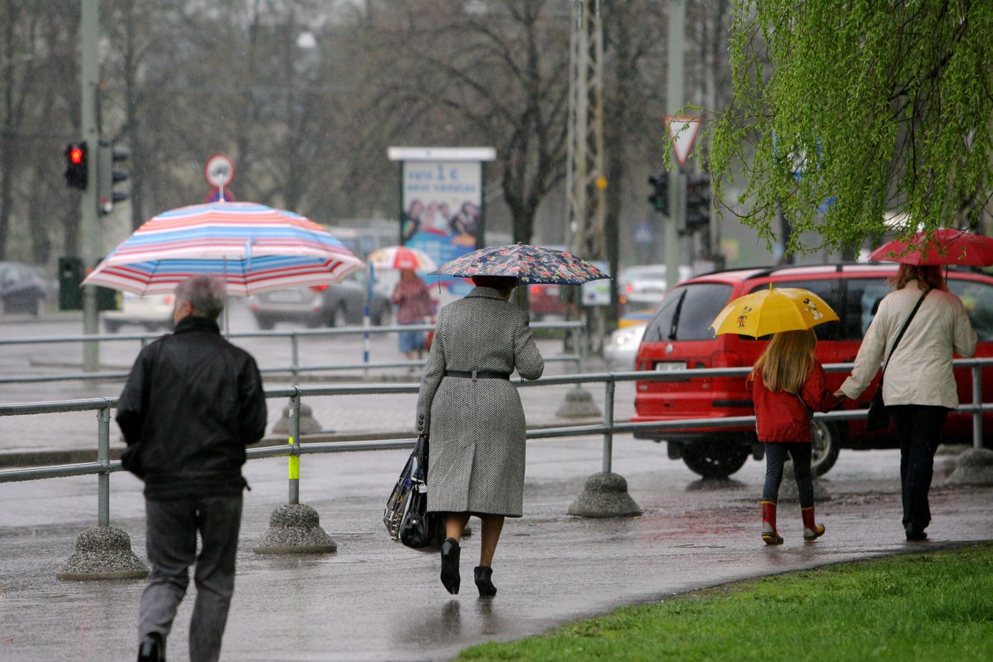 Tugev vihmasadu Tallinnas Sõpruse puiesteel.