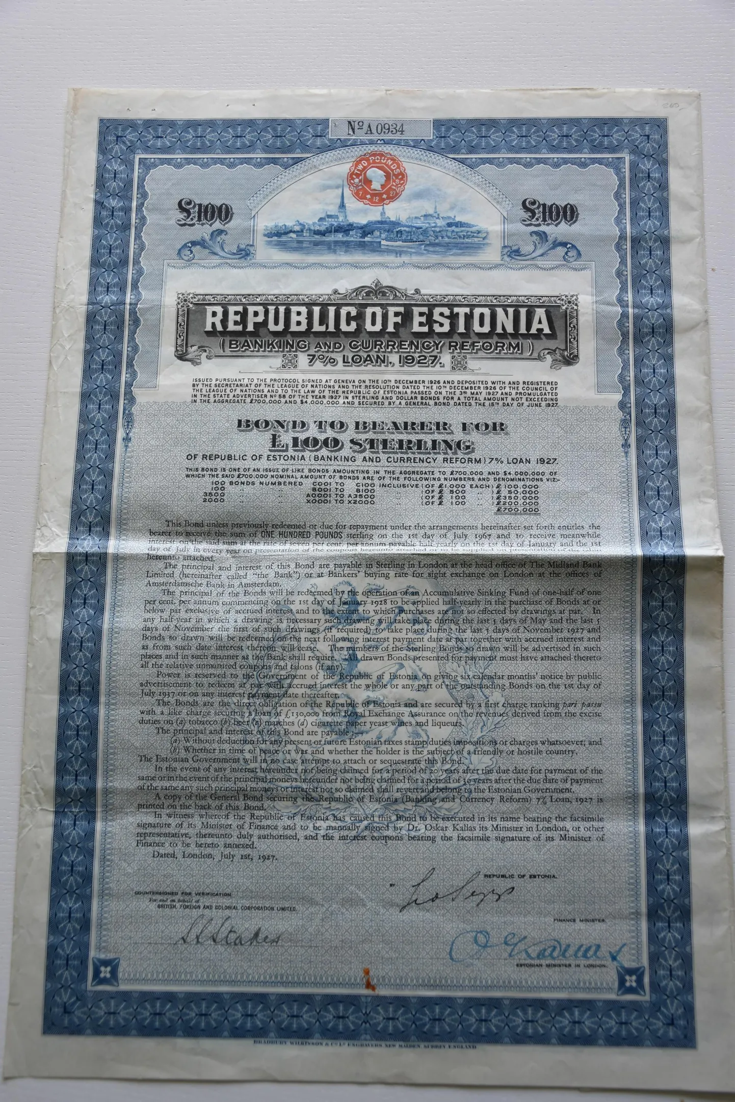 Eesti Vabariik lasi 1927. aastal raha- ja pangandusreformiks välja USAs ja Inglismaal riigivõlakirjad.