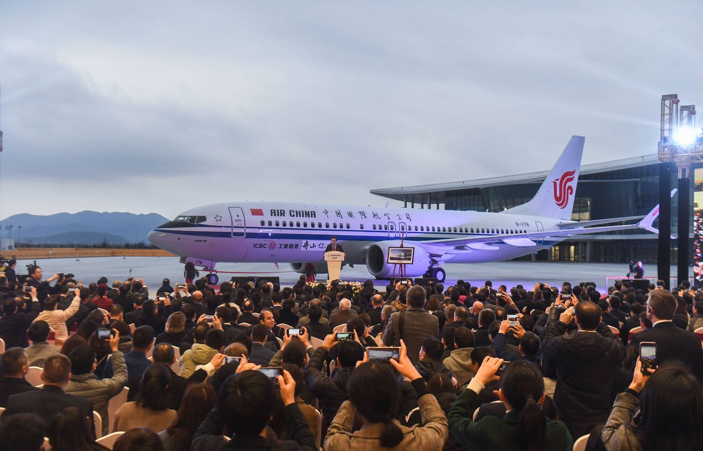 Boeing 737 MAX 8 tüüpi lennuki tutvustamine Hiinas.