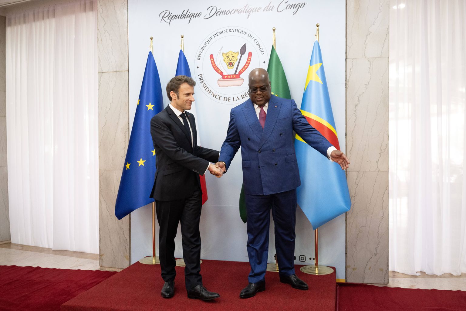 Prantsusmaa president Emmanuel Macron ja Kongo DV president Felix Tshisekedi.