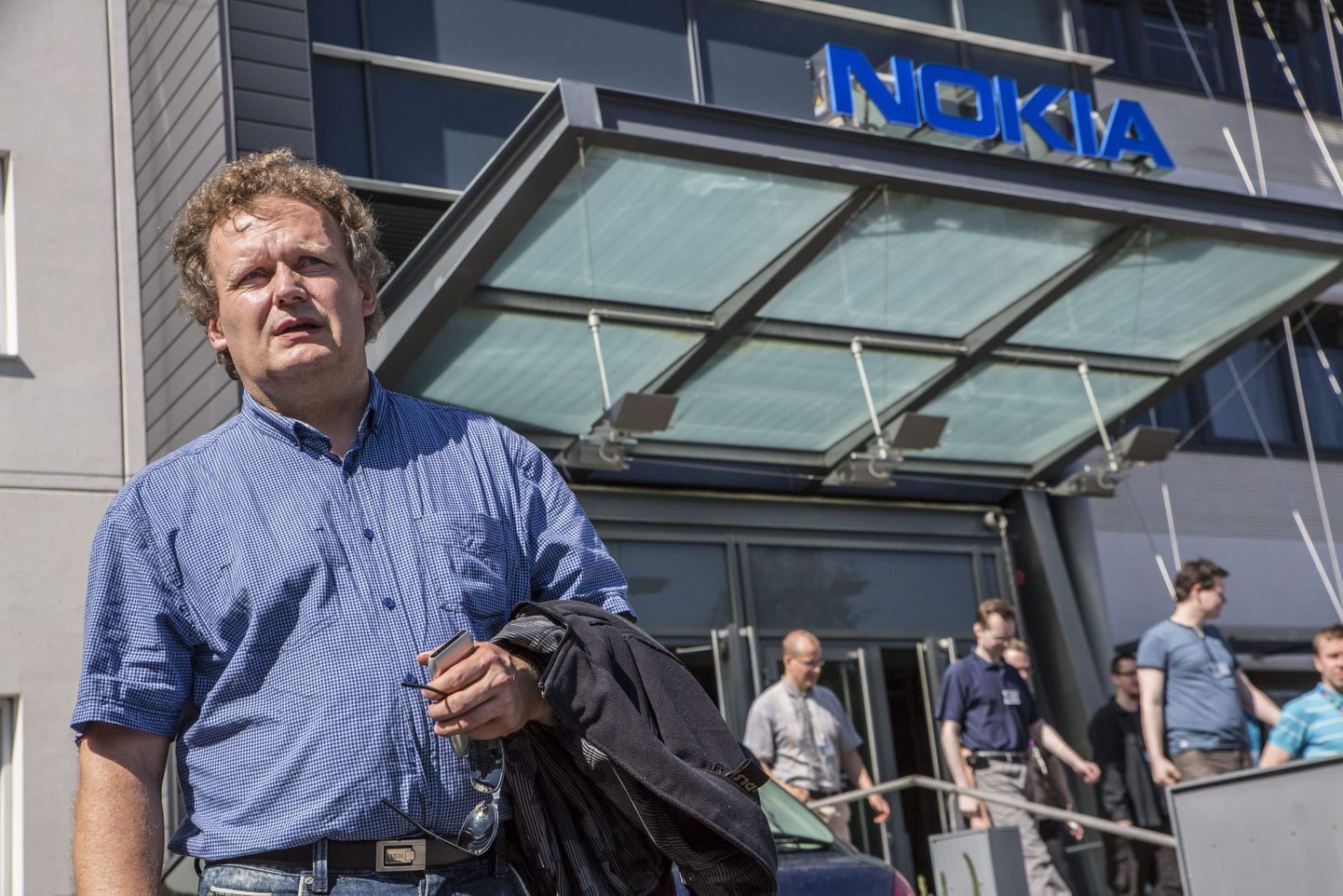 Nokia ametiühingu esindaja Jarmo Talvitie mullu juunis, mil ettevõte teatas, et koondab üle ilma 10 000 töötajat.