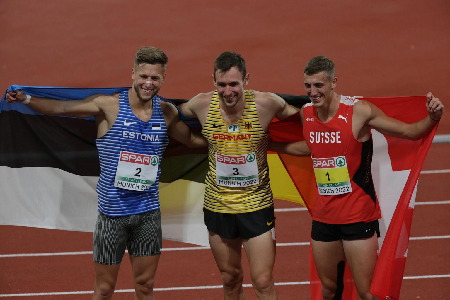EMi medalikolmik (vasakult): pronks Janek Õiglane, kuld Niklas Kaul ja hõbe Simon Ehammer.