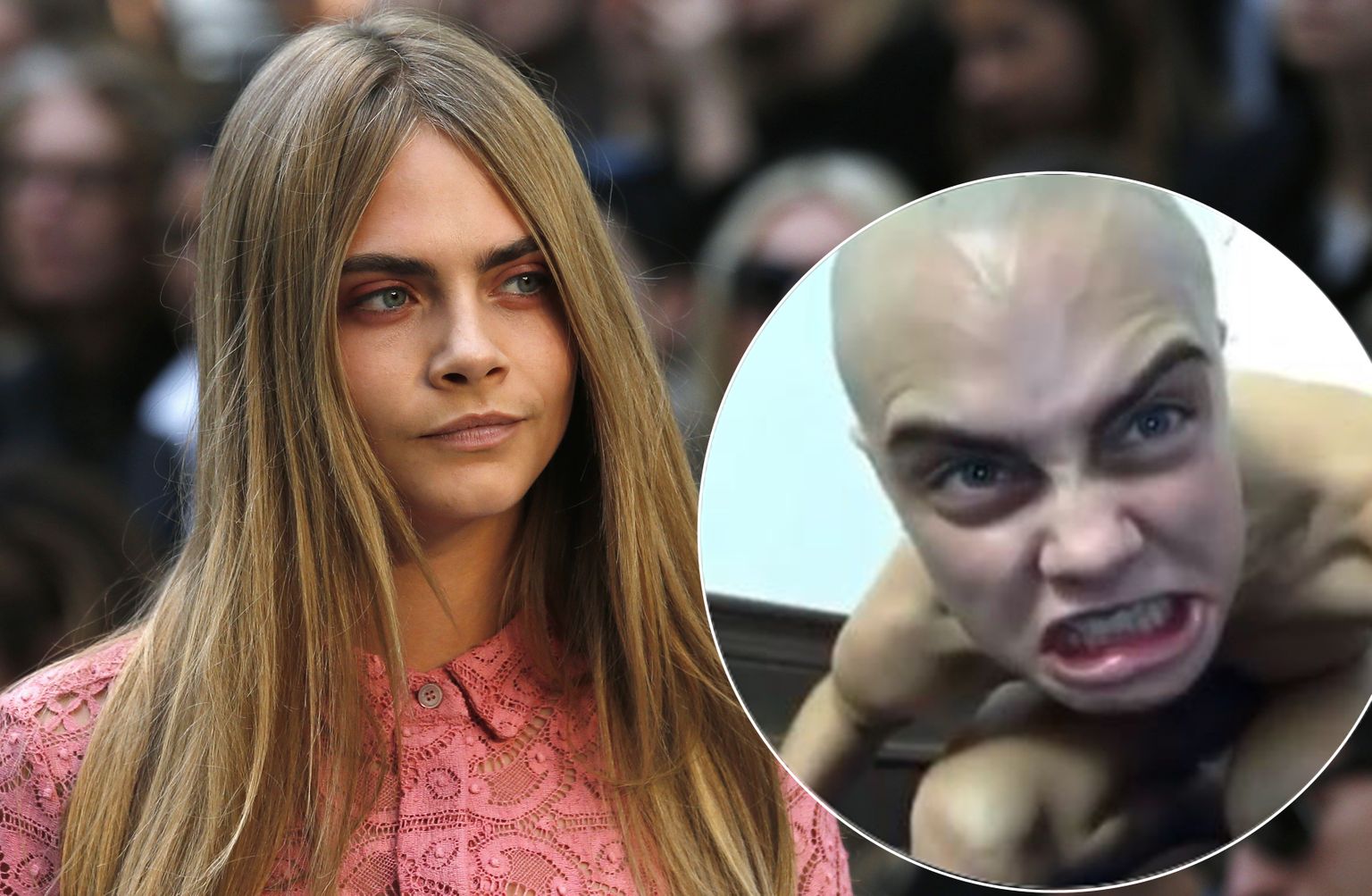Modele Kara Delavinja šokē ar atbaidošu paskatu