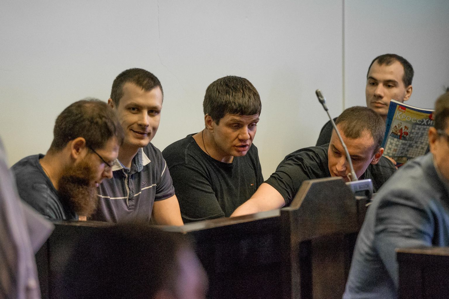 Tengiz Hudojev, Vitas Malinauskas, Roman Vorotnikov, Aleksandr Tšistov ja Juri Strõgin 2. augustil toimunud kohtuistungil.
