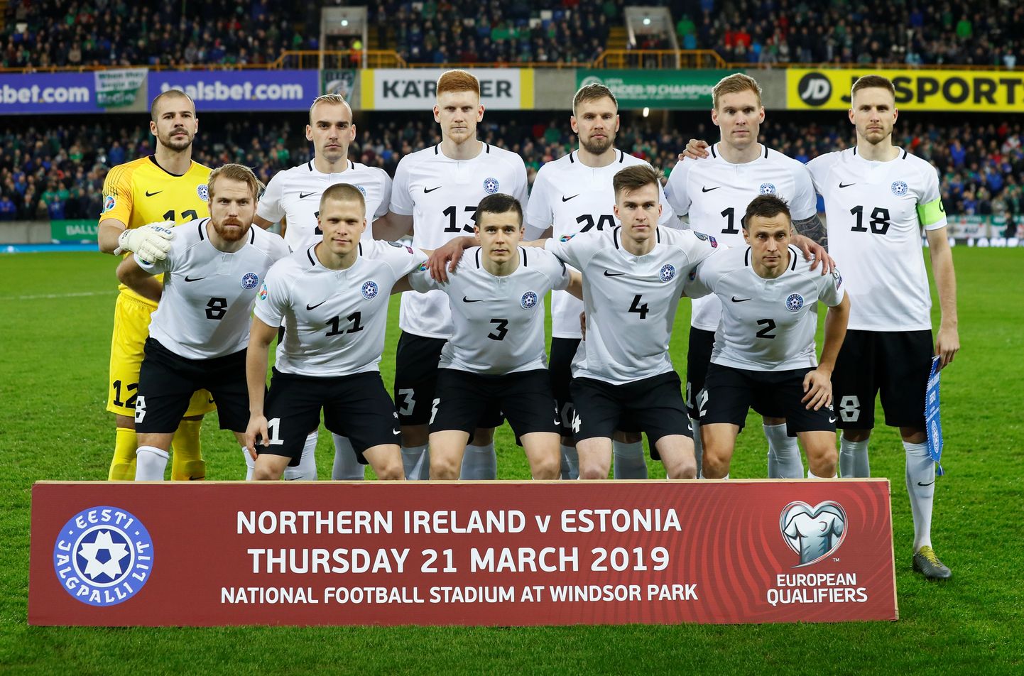 Eesti meeste jalgpallikoondis Põhja-Iirimaaga peetud EM-valikmängu eel.