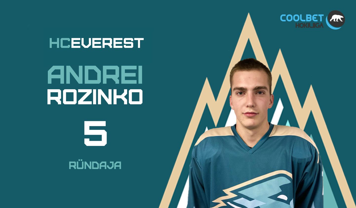 Kohtla-Järve hoki 20aastane kasvandik Andrei Rozinko on tänavuse hooaja kahes mängus löönud juba kolm väravat.