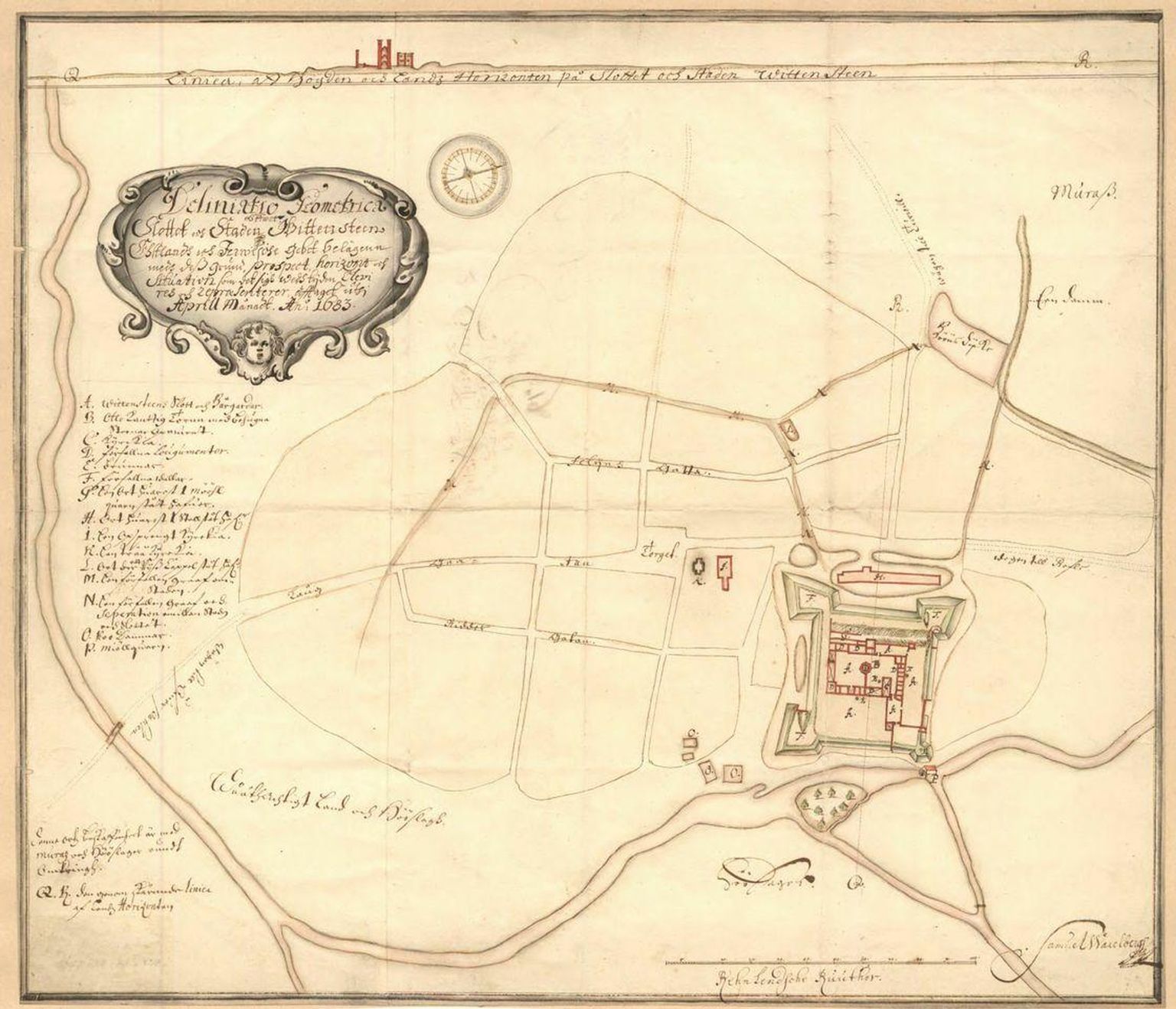Paide linn 1683. aasta S. Waxelbergi kaardil. Rahvusarhiivis hoiul olevalt kaardilt on näha linnust ja vallikraavi, lisaks linna tänavate võrgustikku, mis on suuresti säilinud tänapäevani.