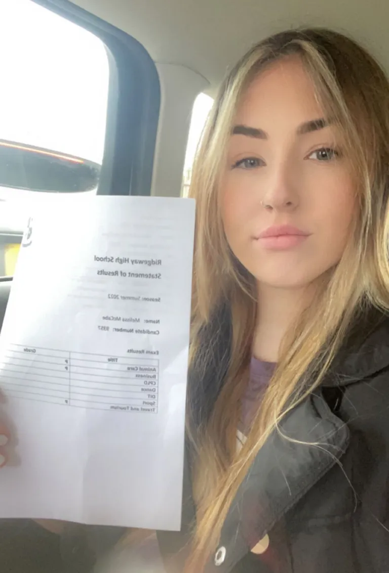 Melissa oma eksamitulemustega