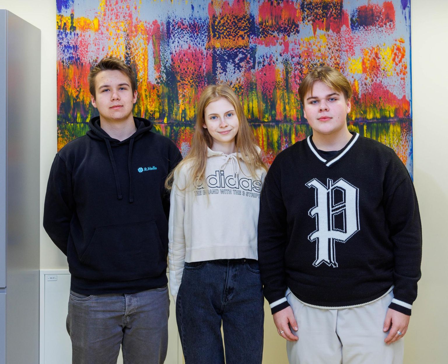 Võru õpilasfirma RURI liikmed Rogert Hollo (vasakult), Jane Mustrik ja Andreas Vanatalo