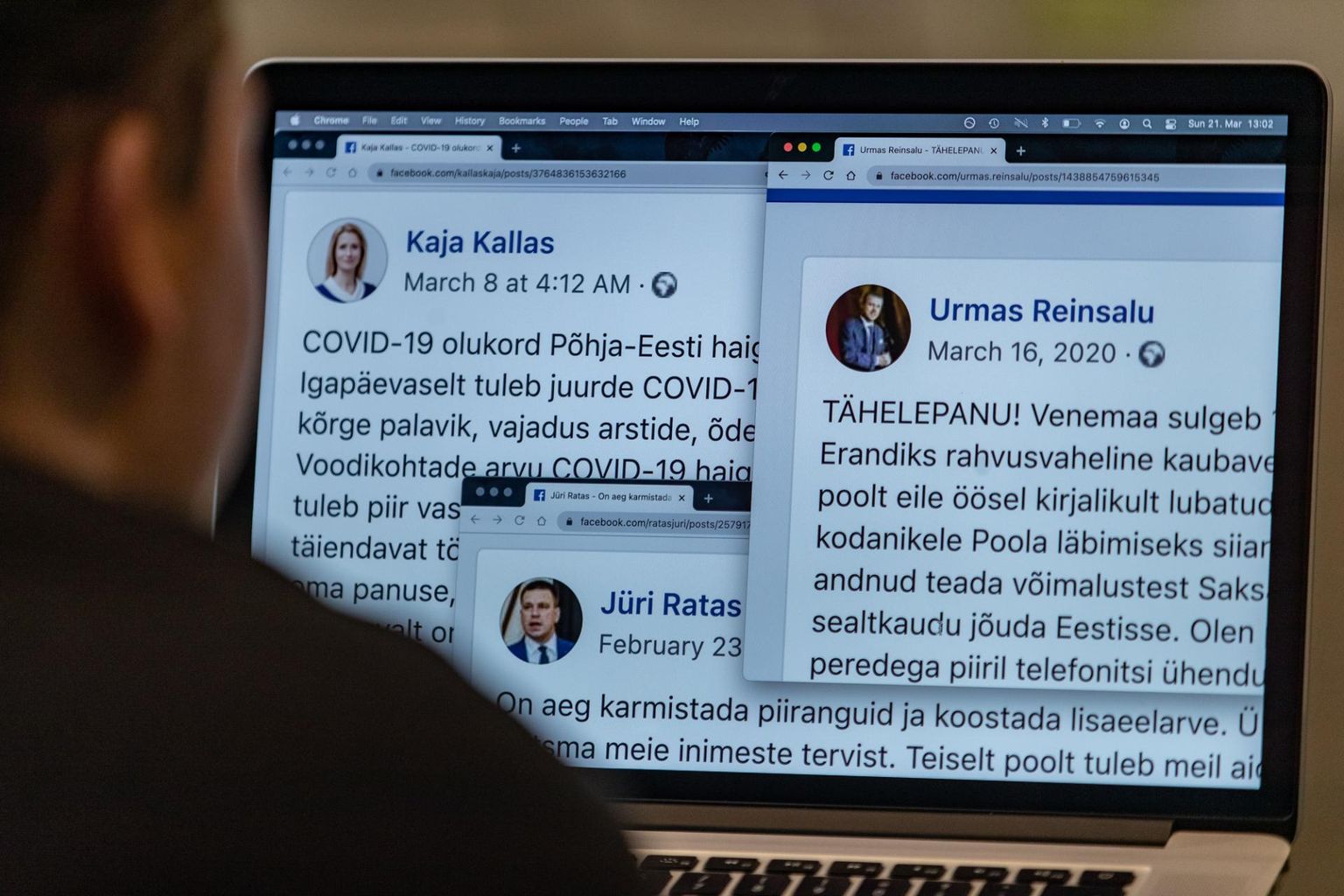 Poliitikute teadaanded Facebookis. Urmas Reinsalu, Jüri Ratase ja Kaja Kallase sõnumid sotsiaalmeedias. Mõnikord jõuavad avalikkuseni veel kinnitamata valitsuse otsused, külvates segadust ja tekitades küsimusi.