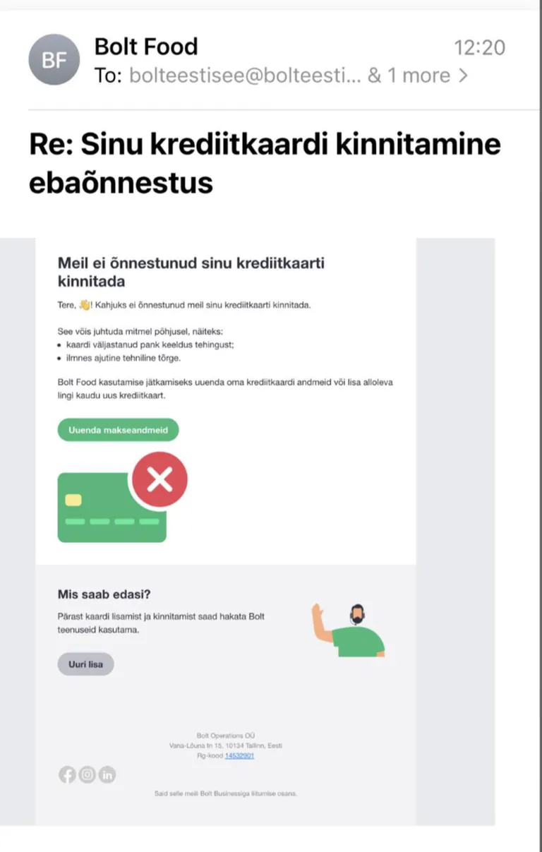 Bolti nimel liikuv petukiri, mis näeb vägagi usutav välja.