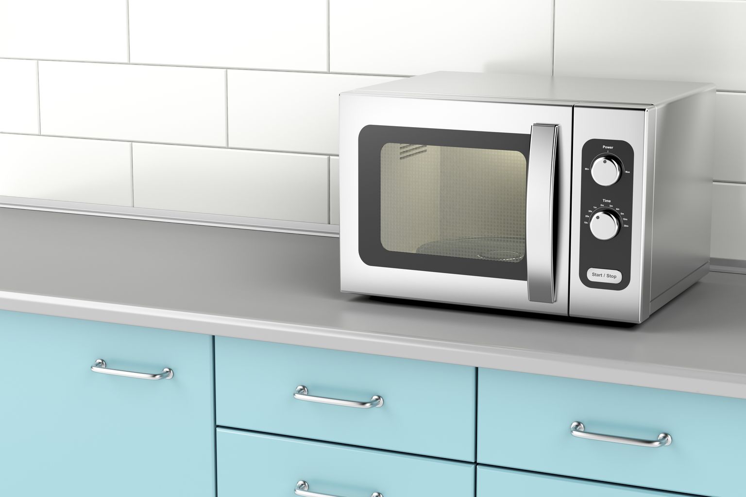 Silver microwave oven