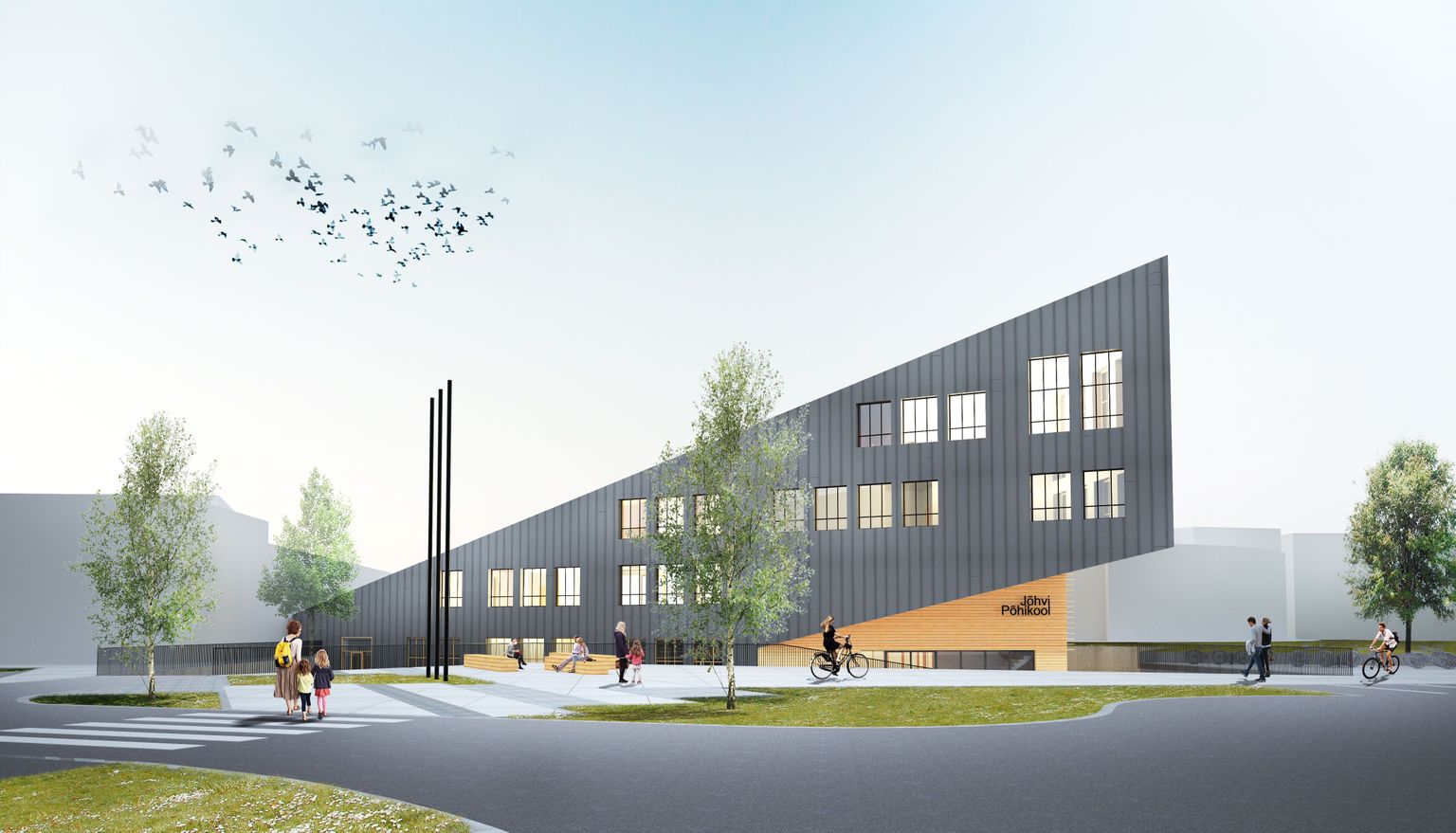 510 õpilasele mõeldud Jõhvi põhikooli uue maja projekteeris büroo Kauss Arhitektuur.