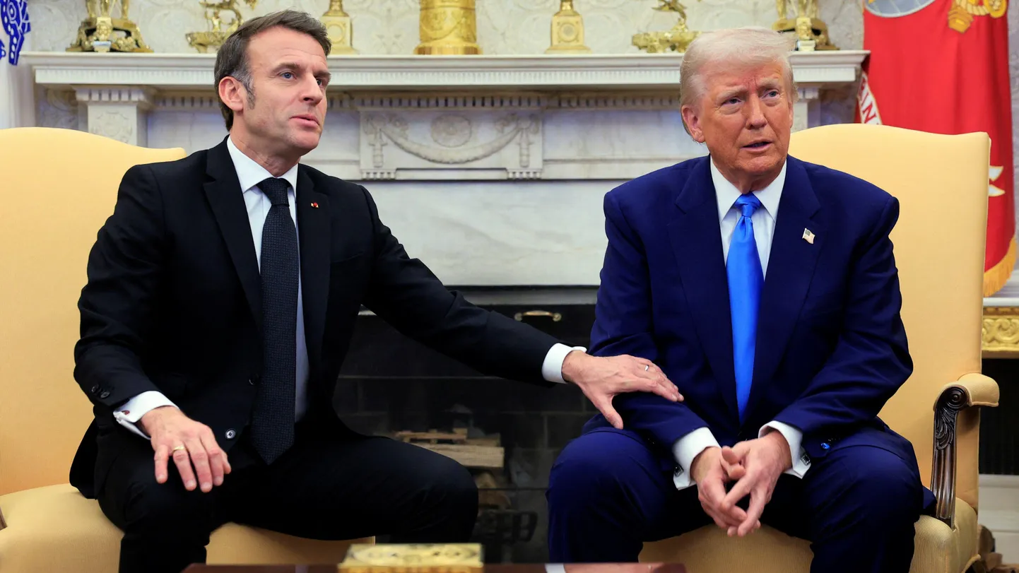 Эммануэль Макрон и Дональд Трамп во время совместной пресс-конференции.