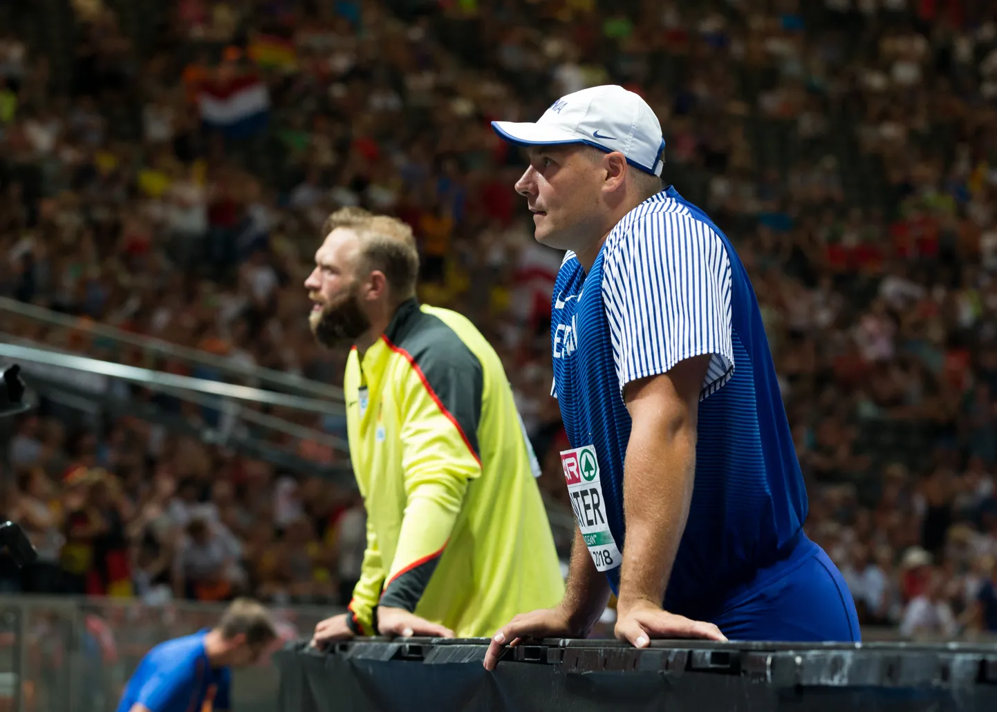 Robert Harting ja Gerd Kanter Berliini EMil, kus eestlane edestas sakslast ühe sentimeetriga