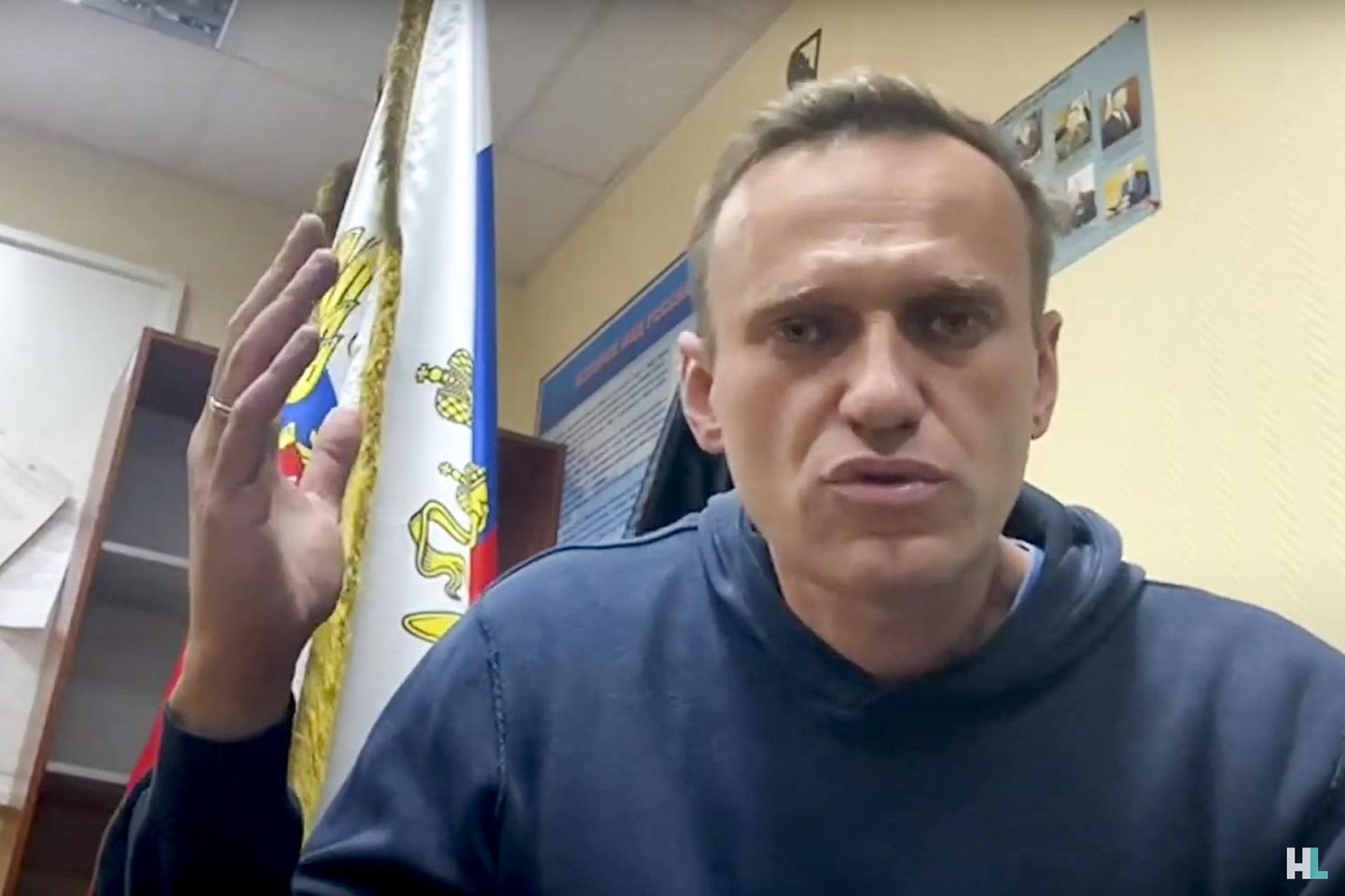 Aleksei Navalnõi esmases kohtusaalis, mida sai jälgida nii Youtube&#39;i kui Twitteri vahendusel.