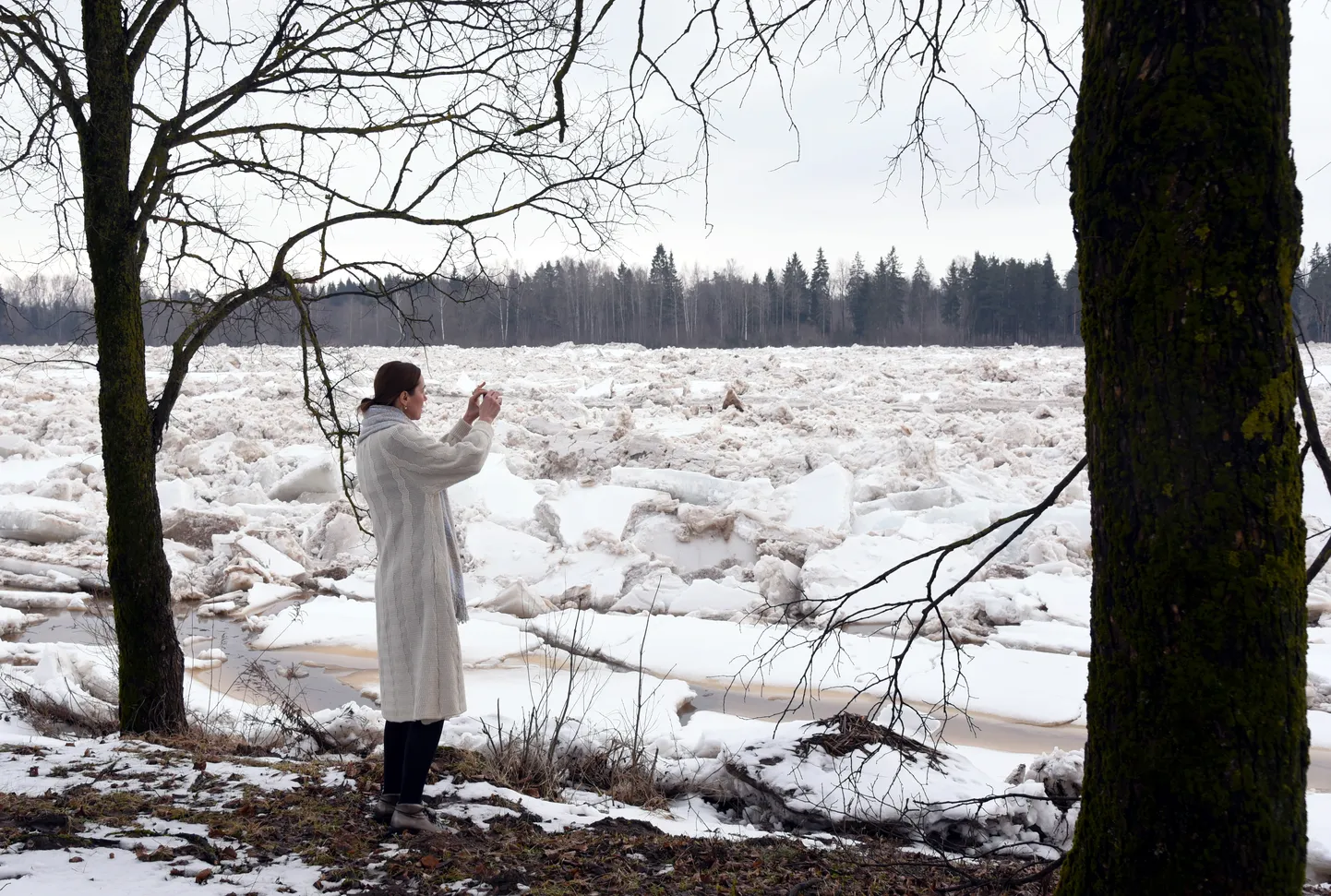Daugavā pie Pļaviņām izveidojies ledus sastrēgums. Ilustratīvs attēls