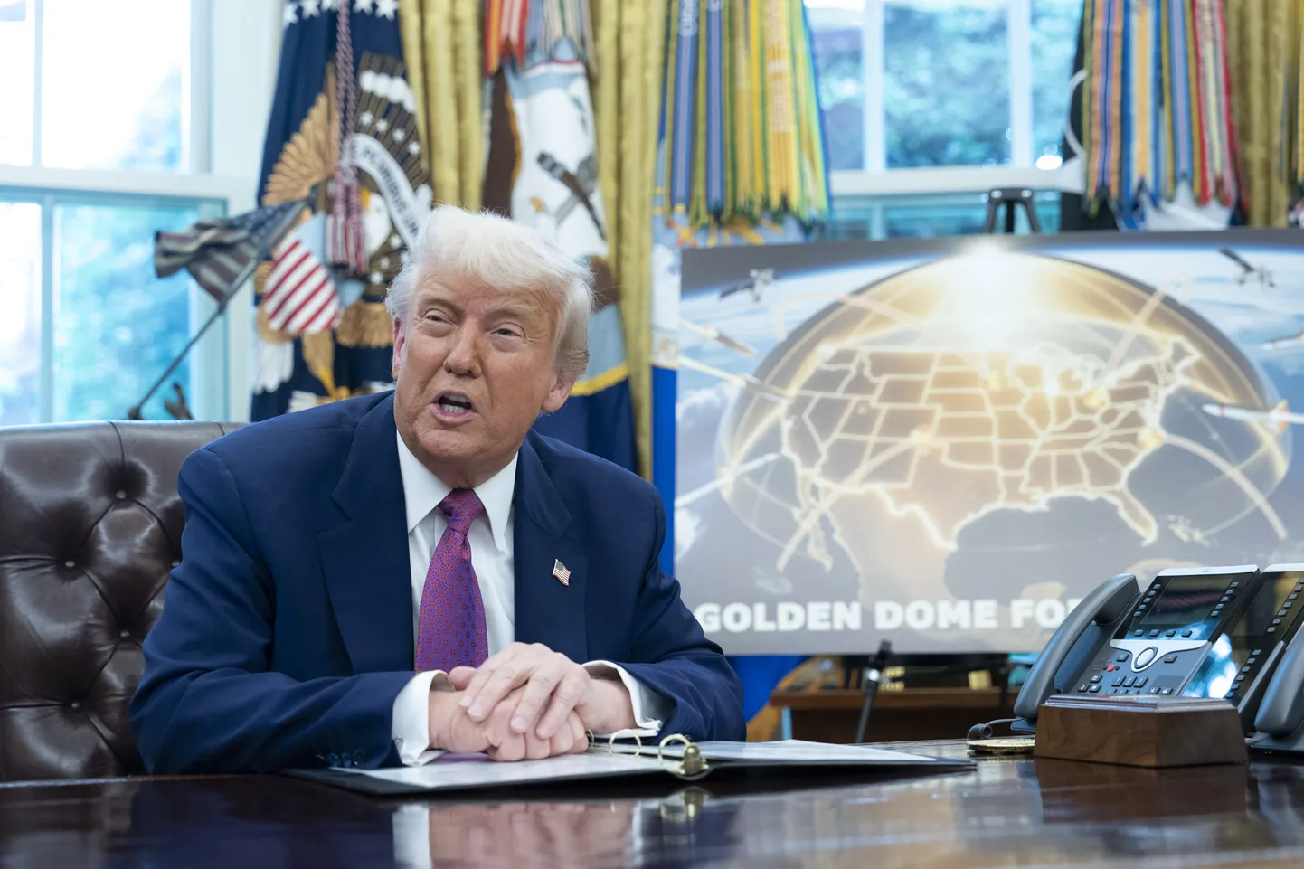 President Donald Trump tutvustas 20. mail Valges majas uut kaitsesüsteemi Golden Dome, mille efektiivsus olevat lähedal sajale protsendile.