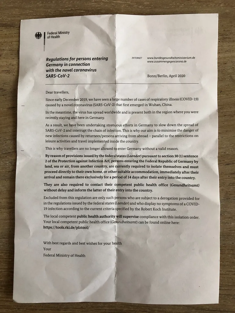 Saksamaale jõudes anti Madisele riiki sisenemise reegleid tutvustav infoleht.