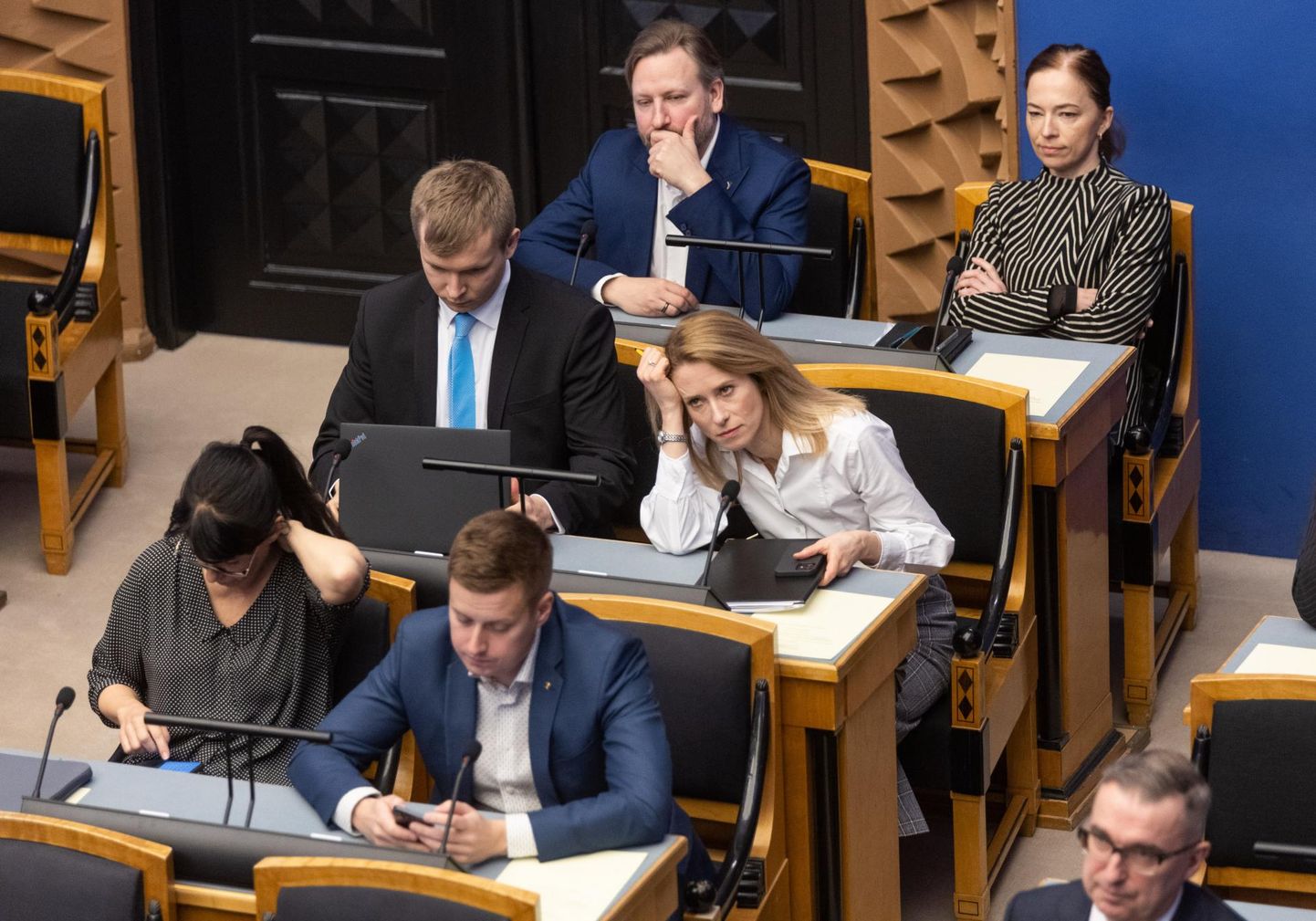 Peaministrikandidaat Kaja Kallas teisipäeval riigikogus.