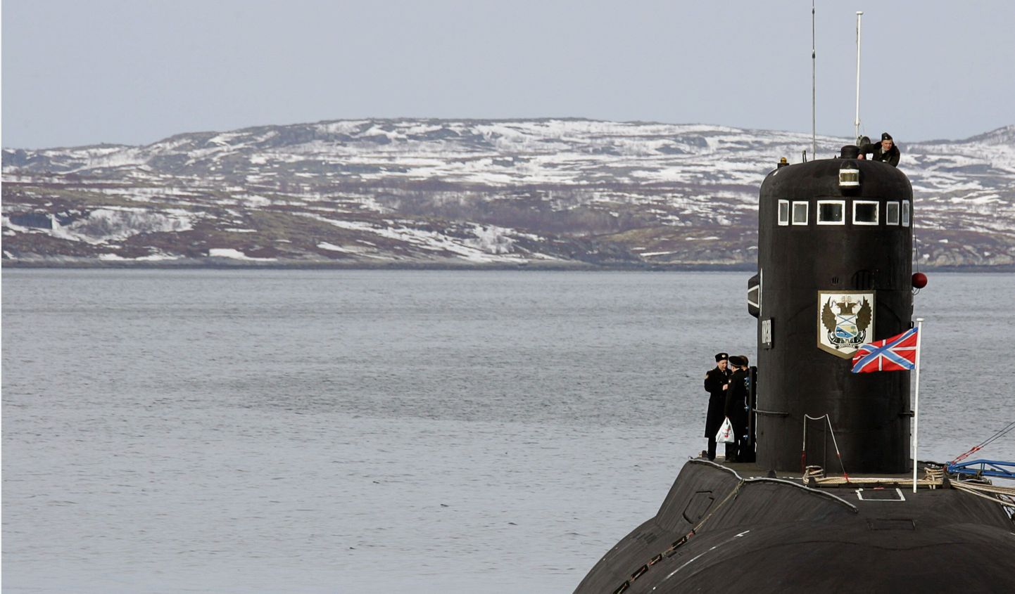 Vene allveelaev Lipetsk seismas Severomoski linna lähedal, kus asub Põhjalaevastiku baas.