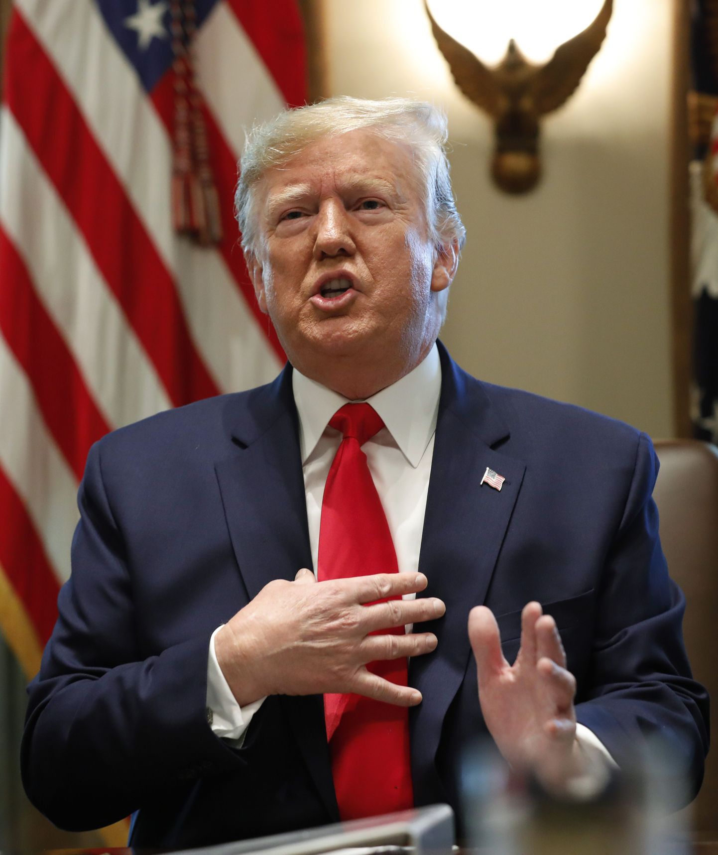 United States President Donald J. Trump speaks during a Cabinet Meeting at the White House in Washington, DC on October 21, 2019. Photo Credit: Yuri Gripas/CNP/AdMedia//Z-ADMEDIA_adm_102119_Trump-Cabinet_CNP_042/1910220141/Credit:Yuri Gripas/CNP/AdMedia/SIPA/1910220142