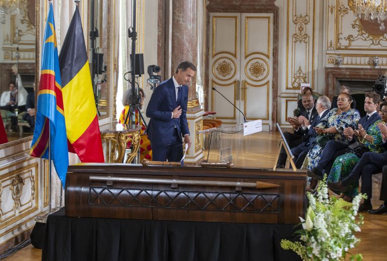 Belgia peaminister Alexander De Croo tänasel mälestusteenistusel.